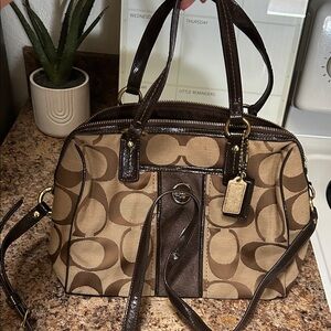 Coach Tan and Brown Signature Satchel
